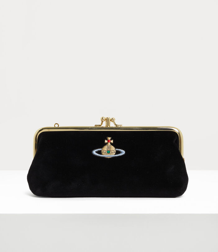 Vivienne Westwood EMBROIDERED ORB DOUBLE FRAME PURSE WITH CHAIN